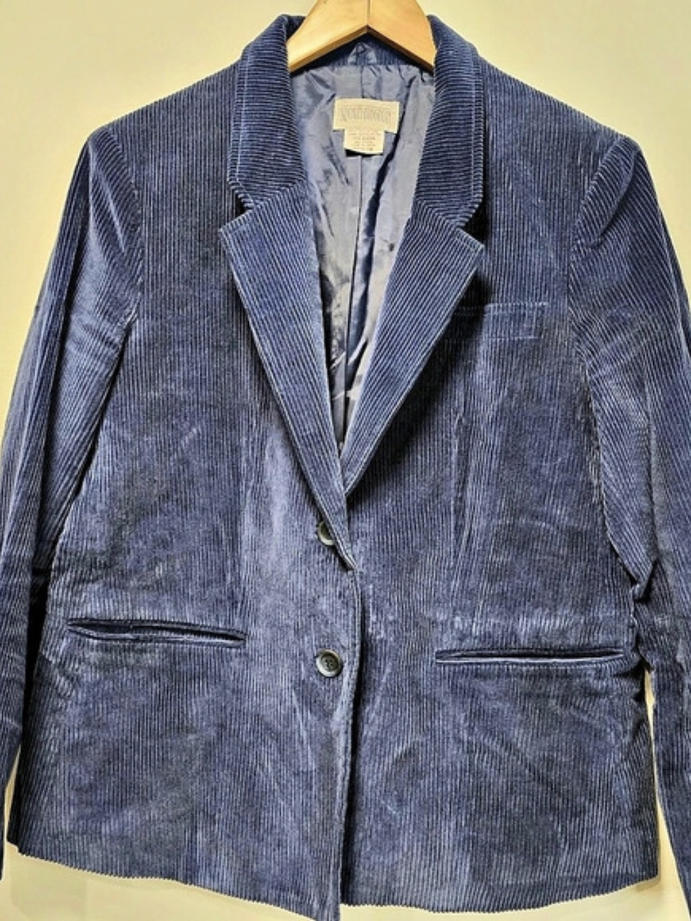 Vintage Worthington Blue Corduroy Blazer Petite 14 Made in Japan Cotton Jacket